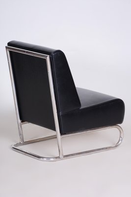 Black Leather Armchair, Czechia, 1930s-WHY-1158519