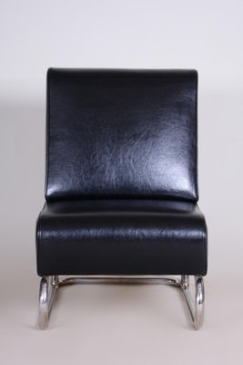 Black Leather Armchair, Czechia, 1930s-WHY-1158519