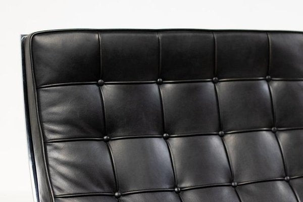 Black Leather Armchairs by Mies Van Der Rohe for Knoll Barcelona Chairs, 1970s, Set of 2-WN-1451885