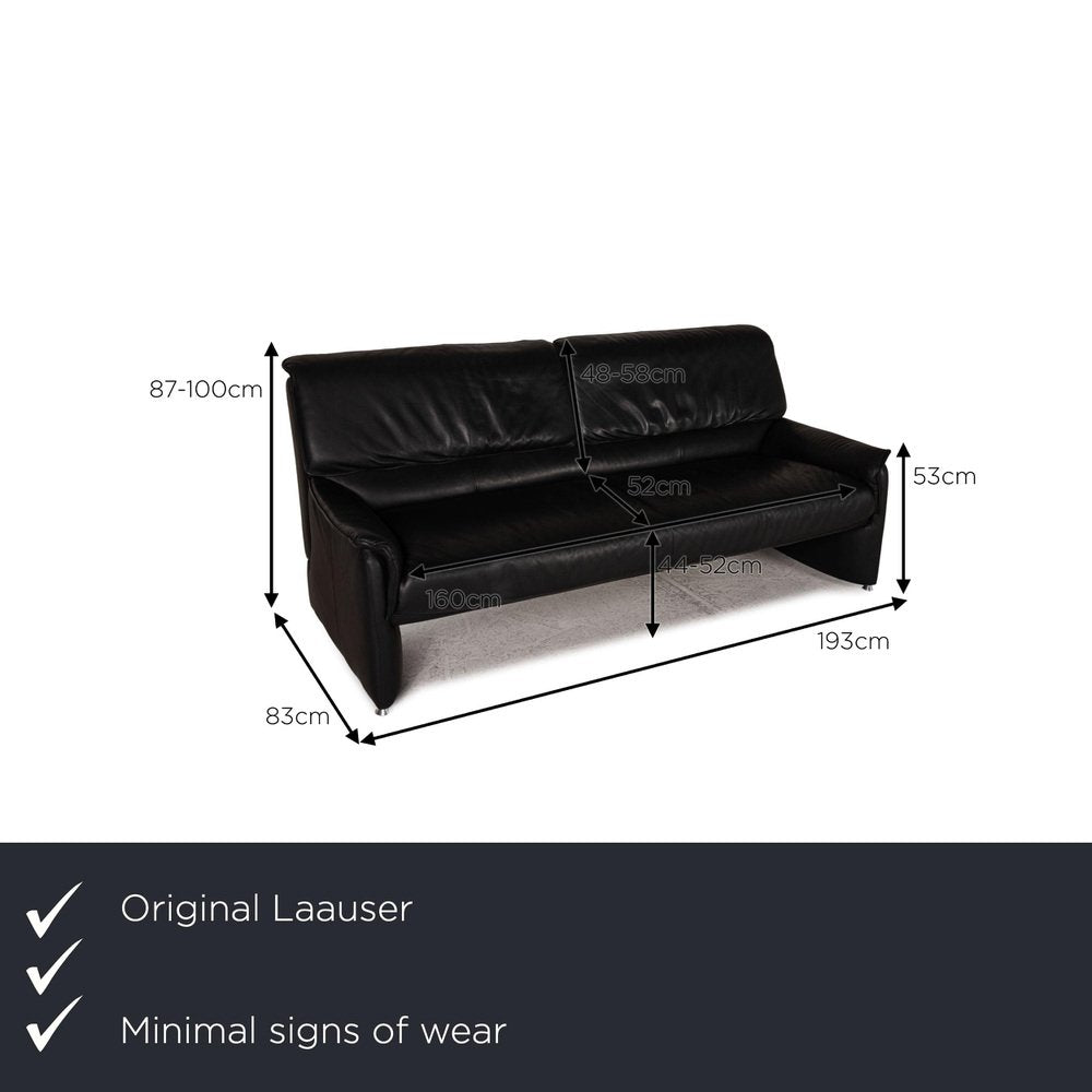 Black Leather Camaro 2-Seat Sofa from Laauser