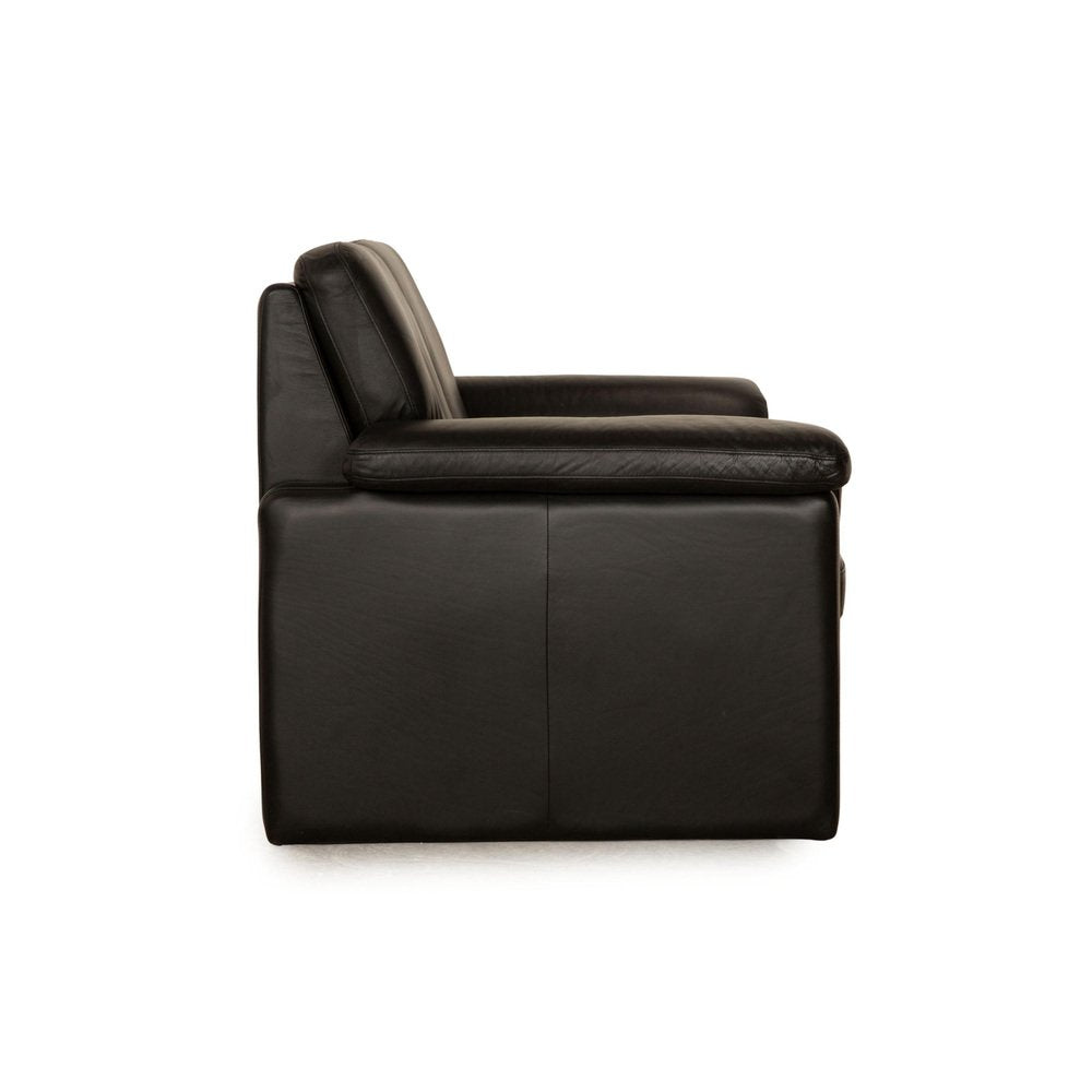 Black Leather Conseta 2-Seater Sofa from COR