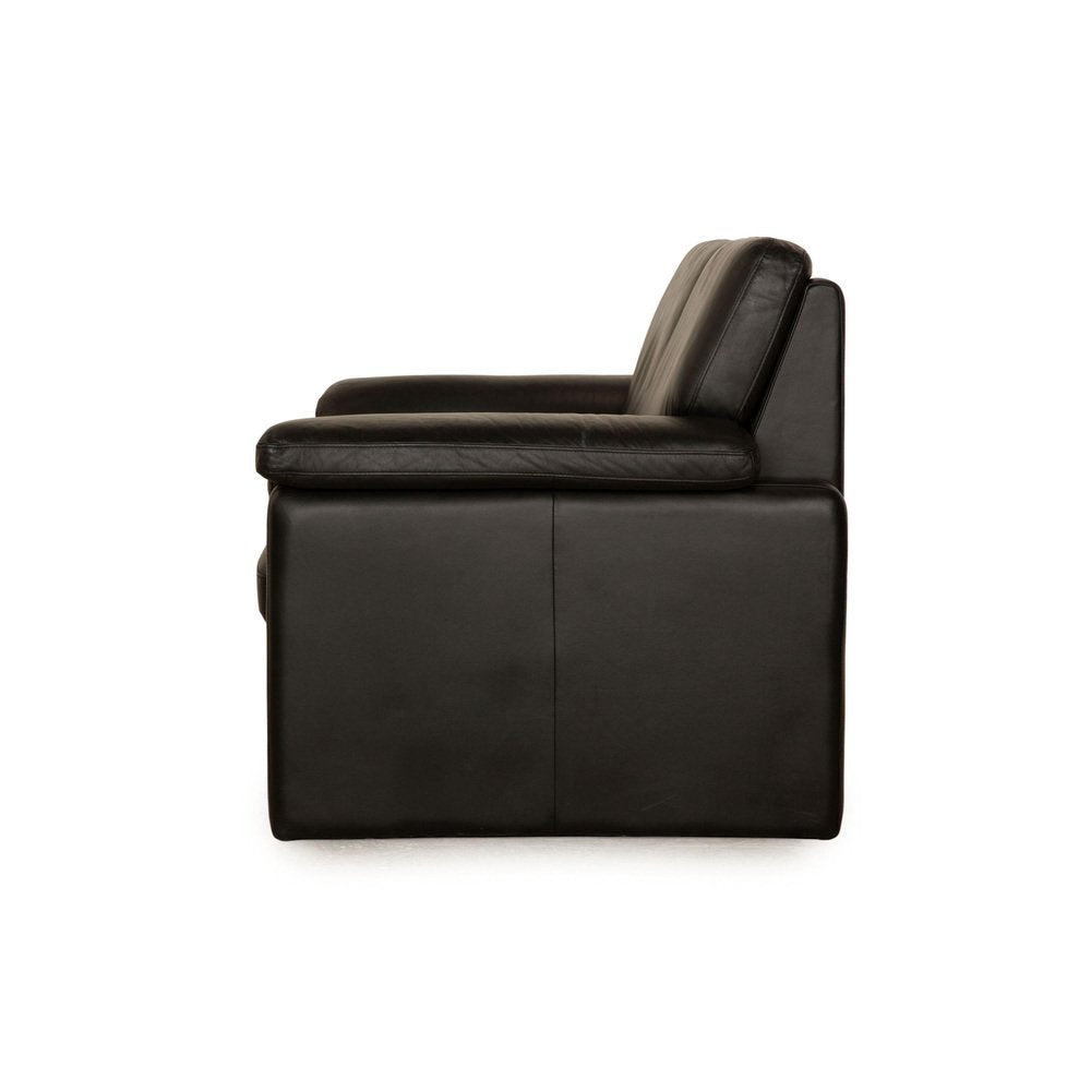 Black Leather Conseta 2-Seater Sofa from COR