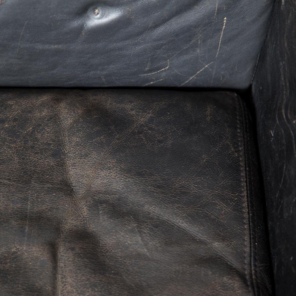 Black Leather Cracked Armchair