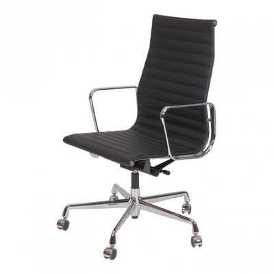 Black Leather EA-19 Office Chair by Charles Eames for Vitra-MTD-1400294