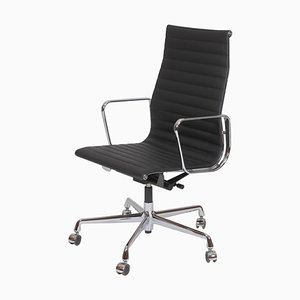 Black Leather EA-19 Office Chair by Charles Eames for Vitra-MTD-1400294