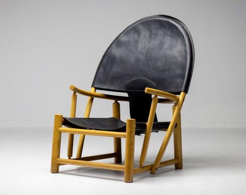 Black Leather Hoop Chair G23 by Piero Palange & Werther Toffoloni for Germa-WN-1293788