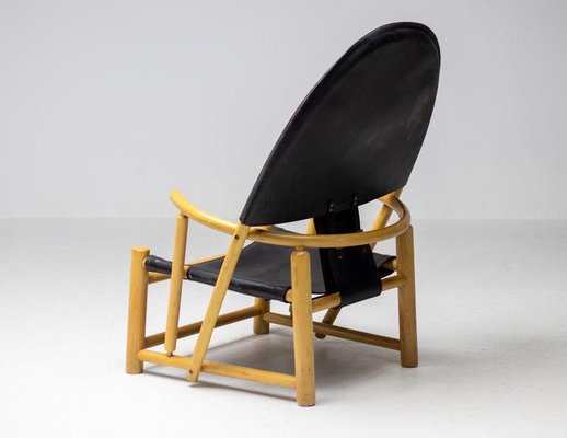 Black Leather Hoop Chair G23 by Piero Palange & Werther Toffoloni for Germa-WN-1293788