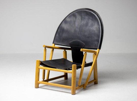 Black Leather Hoop Chair G23 by Piero Palange & Werther Toffoloni for Germa-WN-1293788