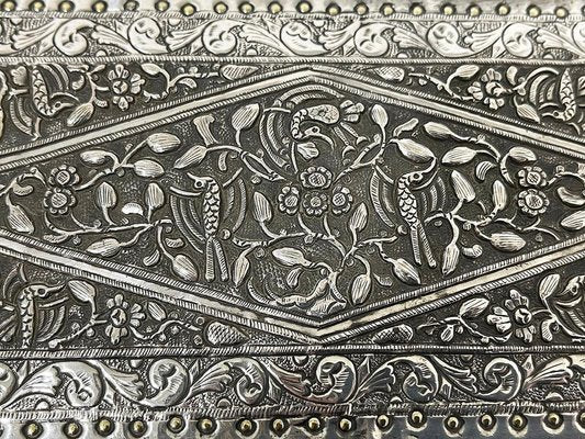 Black Leather Jewelry Box with Indonesian Silver, 1920s-UCH-1224200