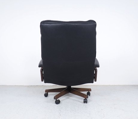 Black Leather King Chair by André Vandenbeuck for Strässle, 1960s-SN-1777942