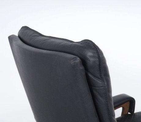 Black Leather King Chair by André Vandenbeuck for Strässle, 1960s-SN-1777942