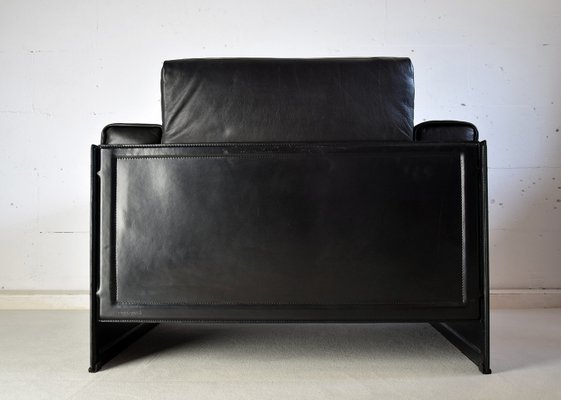 Black Leather Korium Lounge Chairs by Tito Agnoli for Matteo Grassi, 1988, Set of 2-IEI-681192