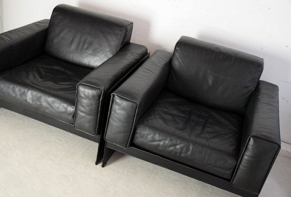 Black Leather Korium Lounge Chairs by Tito Agnoli for Matteo Grassi, 1988, Set of 2-IEI-681192