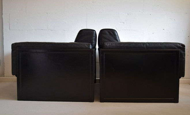 Black Leather Korium Lounge Chairs by Tito Agnoli for Matteo Grassi, 1988, Set of 2-IEI-681192