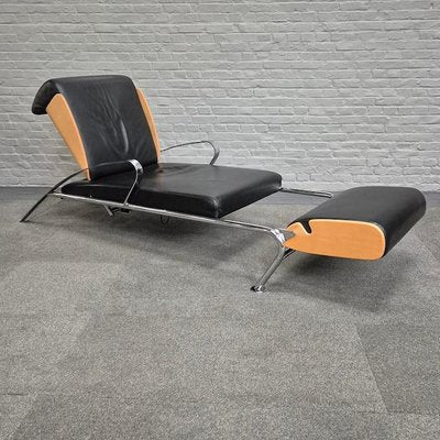 Black Leather Lounge Chair Futuro 3 by Massimo Iosa Ghini for Moroso, Italy, 1980s-OLQ-2041650