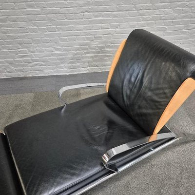 Black Leather Lounge Chair Futuro 3 by Massimo Iosa Ghini for Moroso, Italy, 1980s-OLQ-2041650