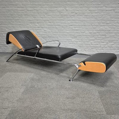 Black Leather Lounge Chair Futuro 3 by Massimo Iosa Ghini for Moroso, Italy, 1980s-OLQ-2041650