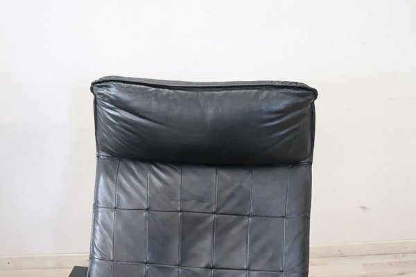 Black Leather Lounge Chairs, 1970s, Set of 2-DCO-899669