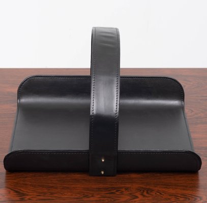 Black Leather Magazine Holder, 1960s-GCG-1104583