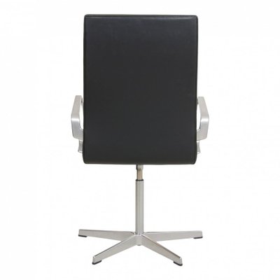 Black Leather Medium High Back Oxford Chair by Arne Jacobsen, 2000s-MTD-1400532