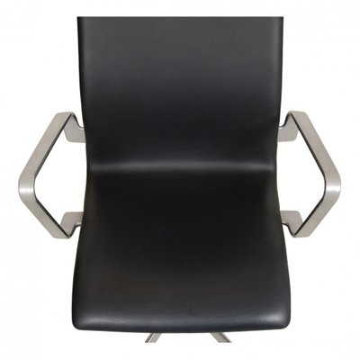 Black Leather Medium High Back Oxford Chair by Arne Jacobsen, 2000s-MTD-1400532