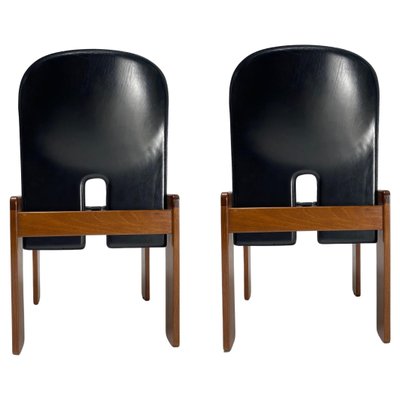 Black Leather Model 121 Chairs attributed to Tobia Scarpa for Cassina, Italy, 1967, Set of 2-KKZ-1814235