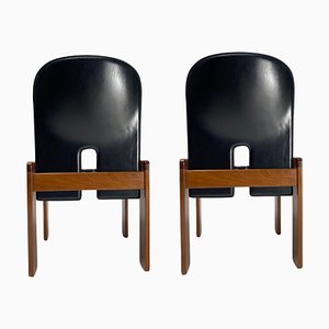 Black Leather Model 121 Chairs attributed to Tobia Scarpa for Cassina, Italy, 1967, Set of 2-KKZ-1814235