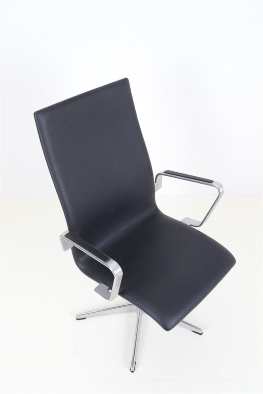 Black Leather Oxford Chair with Swivel Function by Arne Jacobsen for Fritz Hansen, 2008