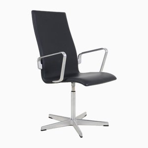 Black Leather Oxford Chair with Swivel Function by Arne Jacobsen for Fritz Hansen, 2008-NIX-1763663