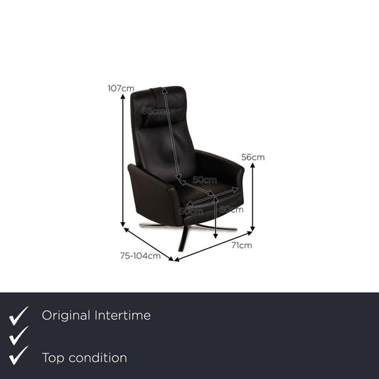 Black Leather Recliner Armchair from Intertime