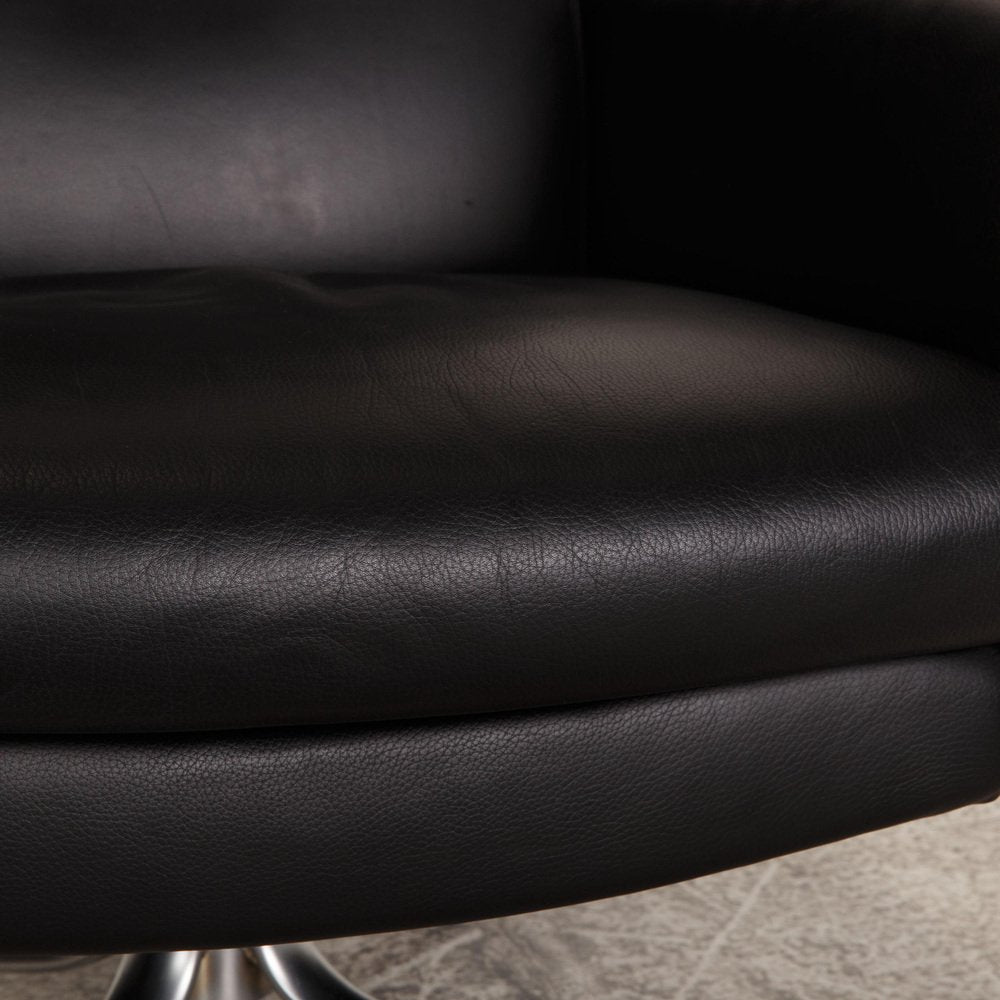 Black Leather Recliner Armchair from Intertime