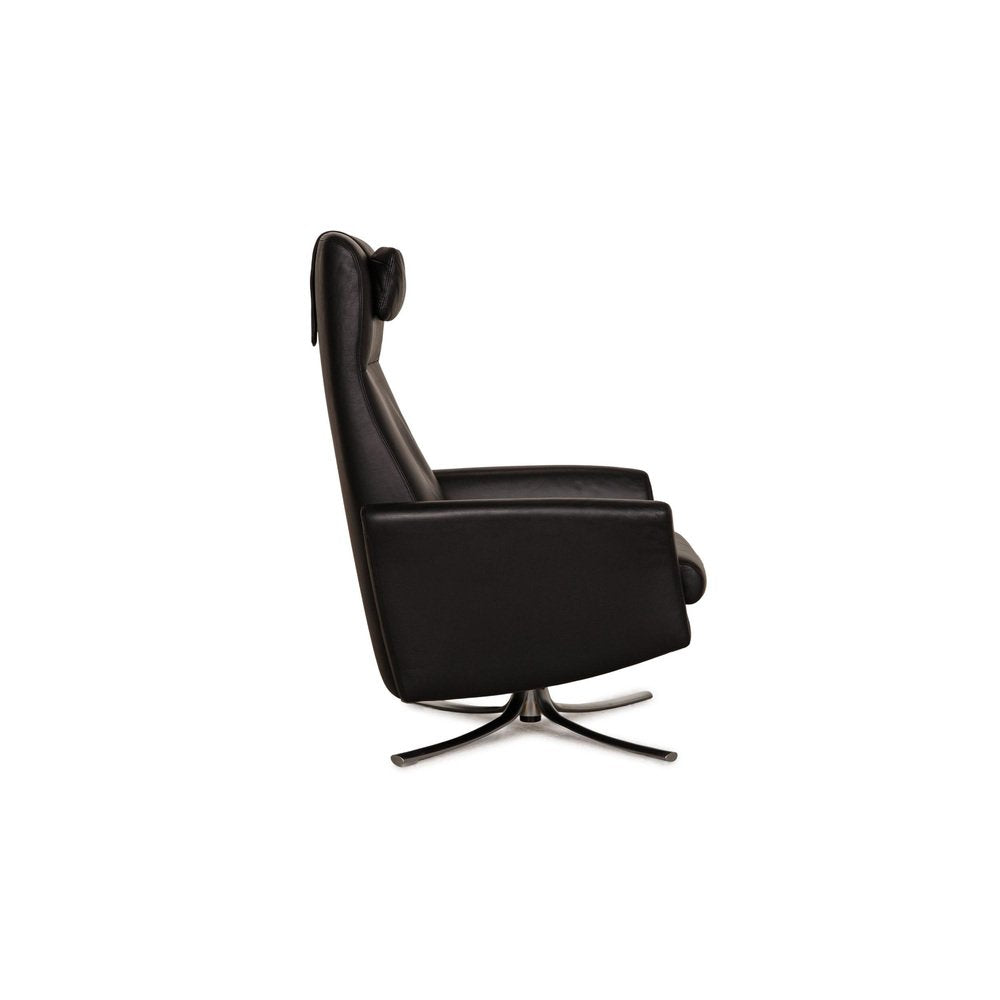 Black Leather Recliner Armchair from Intertime