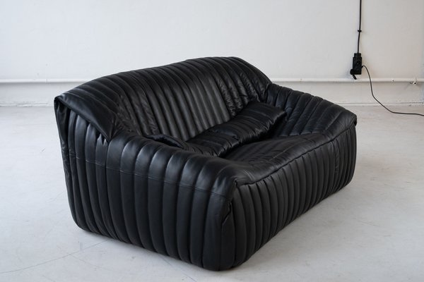 Black Leather Sandra Sofa Set by Annie Hieronimus for Ligne Roset, 1973, Set of 7-IXA-1787071