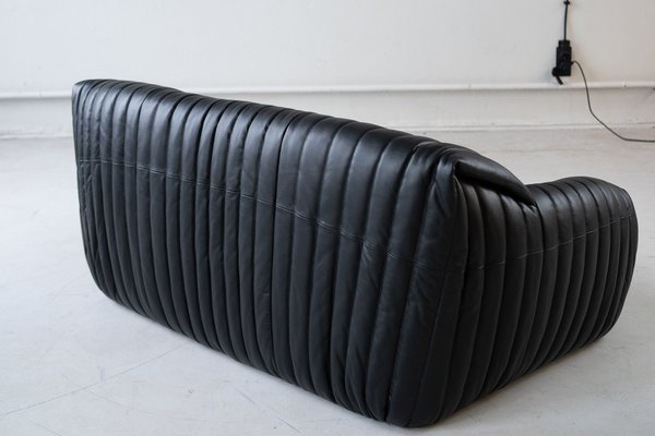 Black Leather Sandra Sofa Set by Annie Hieronimus for Ligne Roset, 1973, Set of 7-IXA-1787071