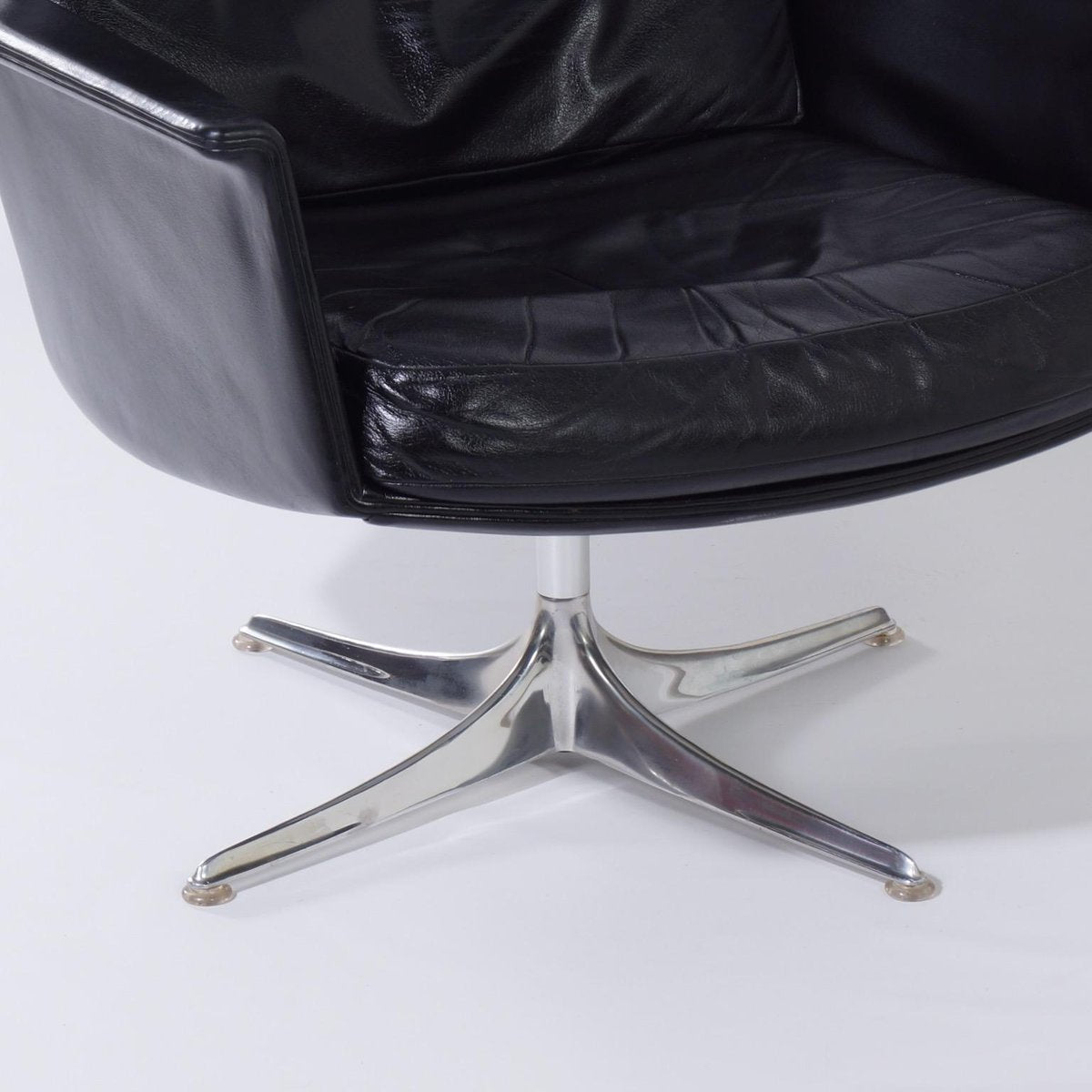 Black Leather Sedia Swivel Chair by Horst Brüning for Cor, 1960s