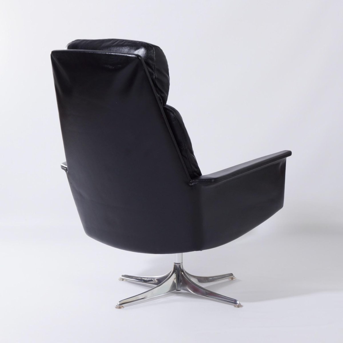 Black Leather Sedia Swivel Chair by Horst Brüning for Cor, 1960s