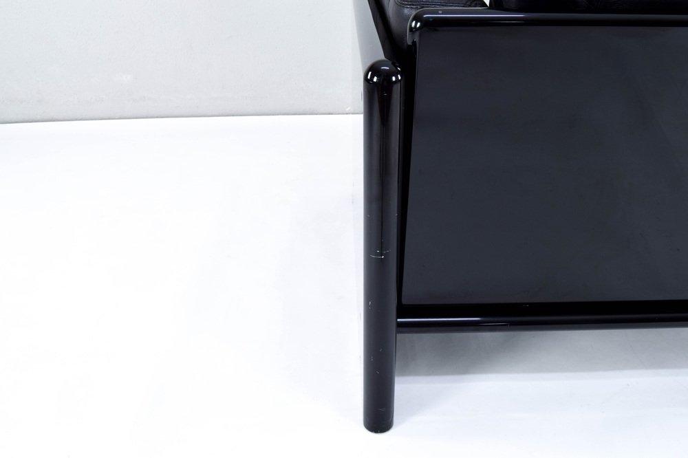 Black Leather Simone Armchair by Dino Gavina for Studio Simon