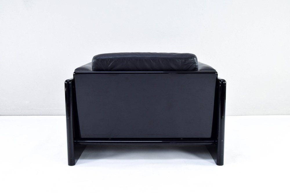 Black Leather Simone Armchair by Dino Gavina for Studio Simon