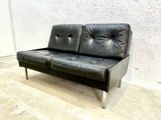 Black Leather Sofa, 1970s-ZFK-2041348