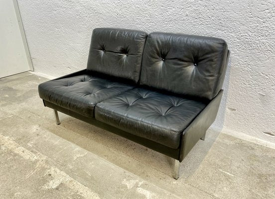 Black Leather Sofa, 1970s-ZFK-2041348