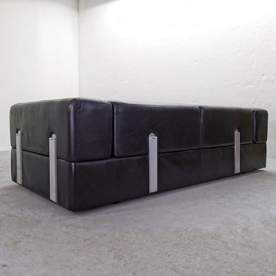 Black Leather Sofa Bed Mod 711 by Titoli Agnoli for Cinova, 1968-PRS-1812491