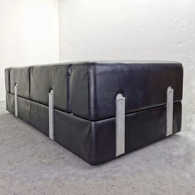 Black Leather Sofa Bed Mod 711 by Titoli Agnoli for Cinova, 1968-PRS-1812491