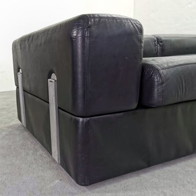 Black Leather Sofa Bed Mod 711 by Titoli Agnoli for Cinova, 1968-PRS-1812491