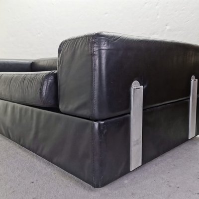 Black Leather Sofa Bed Mod 711 by Titoli Agnoli for Cinova, 1968-PRS-1812491