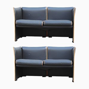 Black Leather Sofas by Mario Bellini for Cassina, 1970s, Set of 2-EH-722131