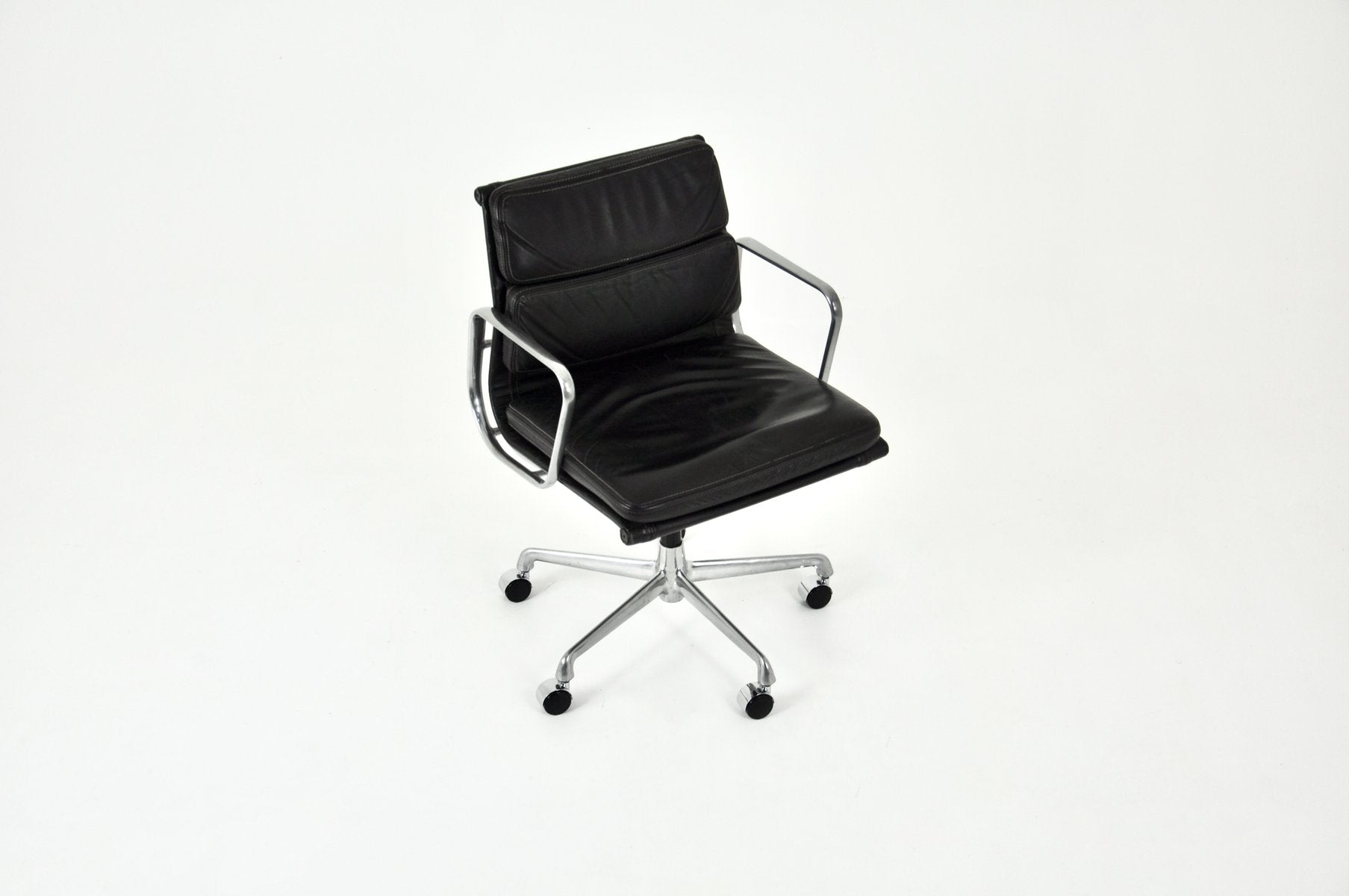 Black Leather Soft Pad Office Chair by Charles & Ray Eames for ICF, 1970s