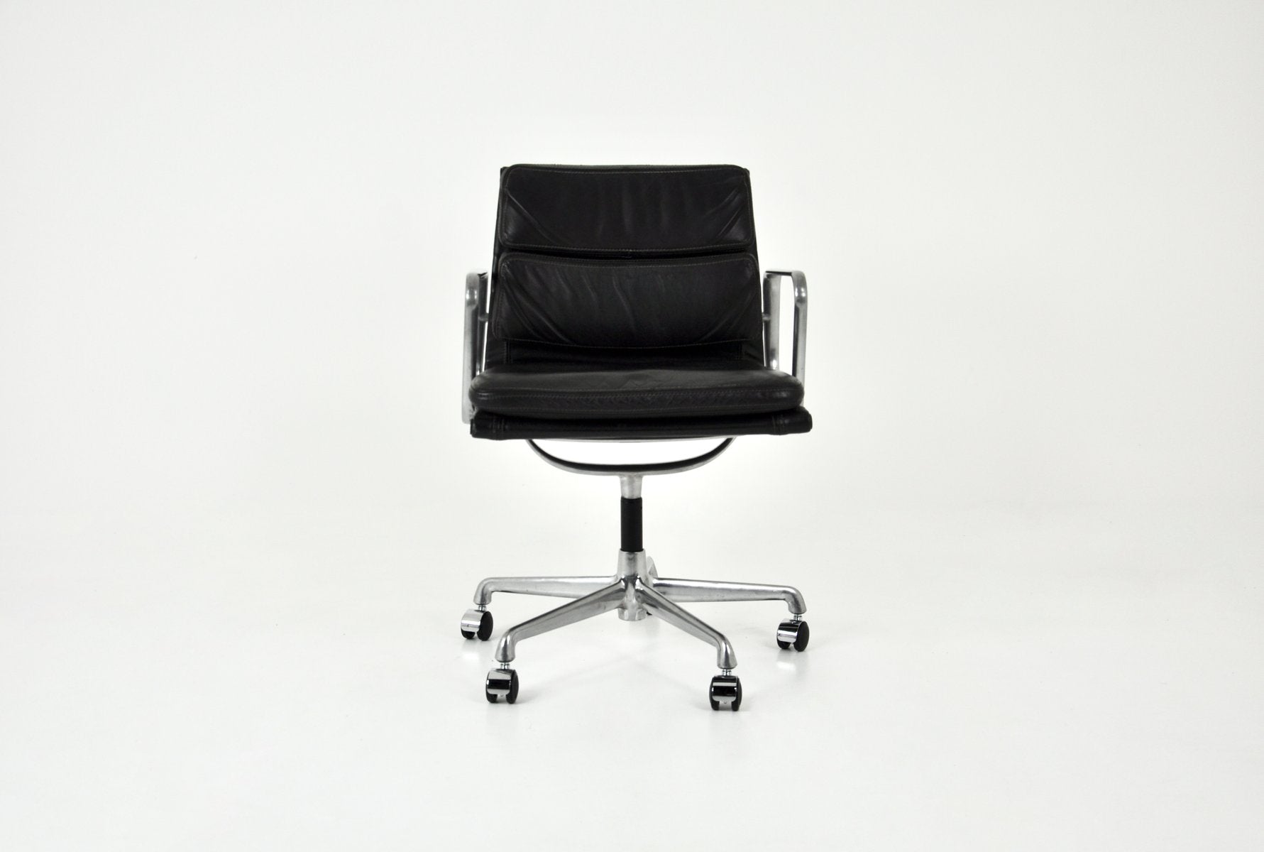 Black Leather Soft Pad Office Chair by Charles & Ray Eames for ICF, 1970s