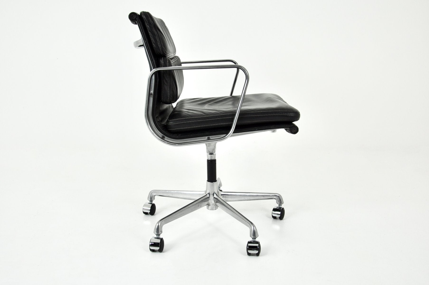 Black Leather Soft Pad Office Chair by Charles & Ray Eames for ICF, 1970s