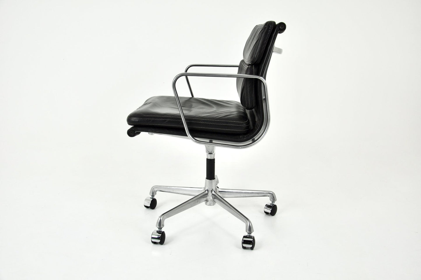 Black Leather Soft Pad Office Chair by Charles & Ray Eames for ICF, 1970s