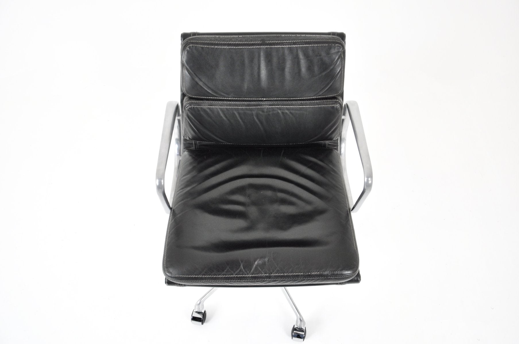 Black Leather Soft Pad Office Chair by Charles & Ray Eames for ICF, 1970s